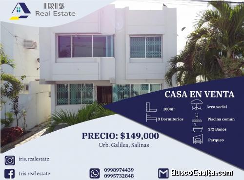 Casa en venta, 2 plantas, Urb. Galilea, Salinas - Ecuador 