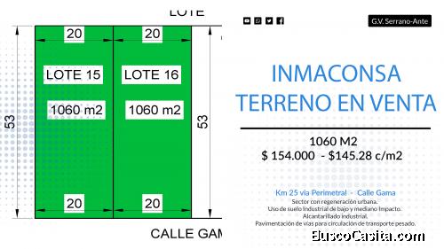 Lotización Inmaconsa Terreno - Venta - Inversión 1060 M2
