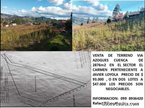 VENTA DE TERRENO DE 2876m2