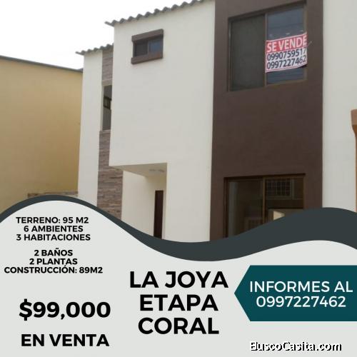 VENDO CASA EN LA CDLA. LA JOYA ETAPA CORAL