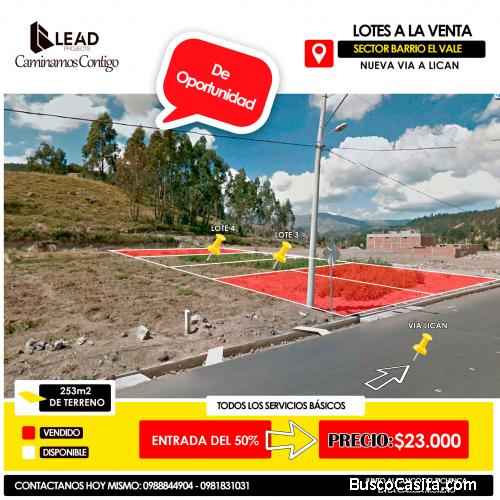 Terreno por nueva vía Lican 