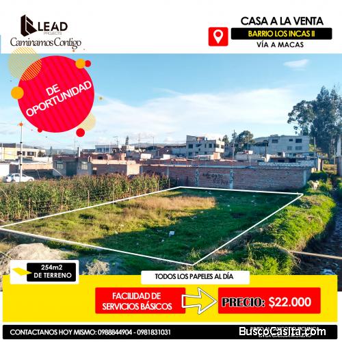 Hermoso terreno Vía Macas para casa de campo