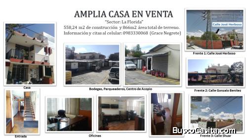 VENDO AMPLIA CASA-SECTOR LA FLORIDA (QUITO-ECUADOR)