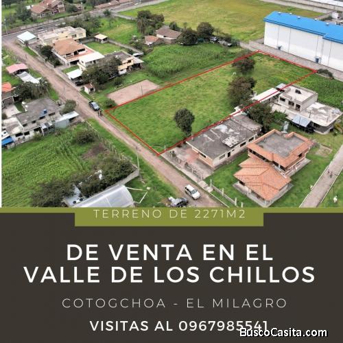 TERRENO DE 2271m2 DE VENTA EN EL VALLE DE LOS CHILLOS SECTOR COTOGCHOA