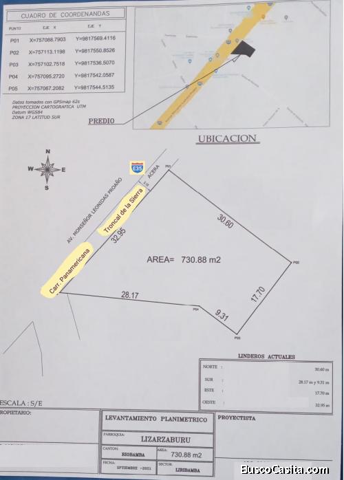 EN RIOBAMBA VENDO PROPIEDAD COMERCIAL DE 730m SECTOR COCA COLA PANAMERICANA