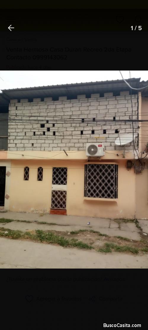 Casa de venta 2 etapa Cdl. El Recreo Duran 0999143062