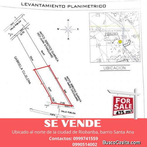 terreno de 475m2 al norte de la ciudad de Riobamba