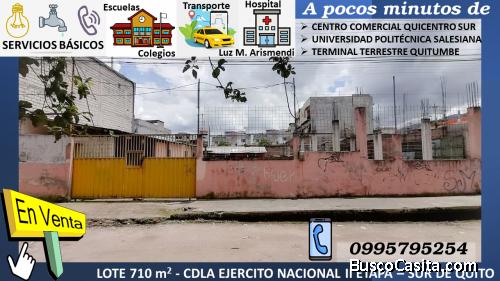 Terreno 710m2 Cdla Ejército Nacional II Etapa - Sur de Quito