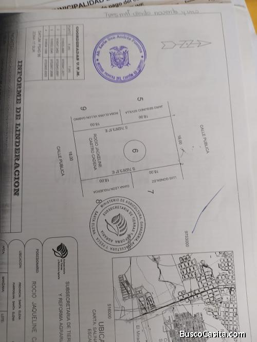 VENTA  TERRENO EN SANTA ELENA 648M2