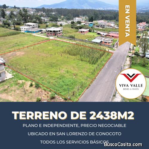 SE VENDE amplio y espectacular terreno esquinero plano e independiente de 2438m2, en el sector de Sa