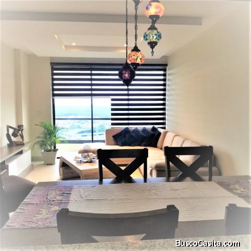 Alquilo departamento amoblado dos dormitorios, 105 m2, linda vista, piscina y garaje