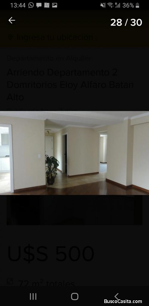 Arriendo depto. 2 dormitorios Av Eloy Alfaro Batan Alto