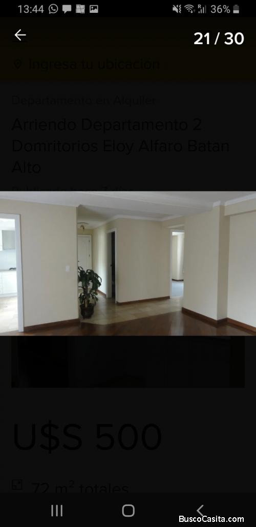 Arriendo depto 2 dormitorios Eloy Alfaro Batan Alto