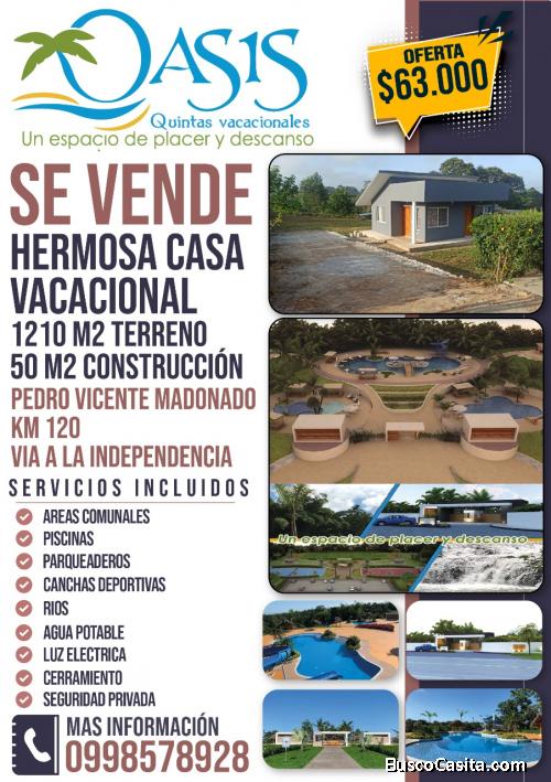 Casa vacacional en Oasis en Pedro Vicente Maldonado