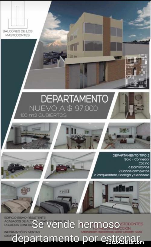 Hermoso departamento de venta por estrenar, norte de Quito, urbanización privada Mastodontes