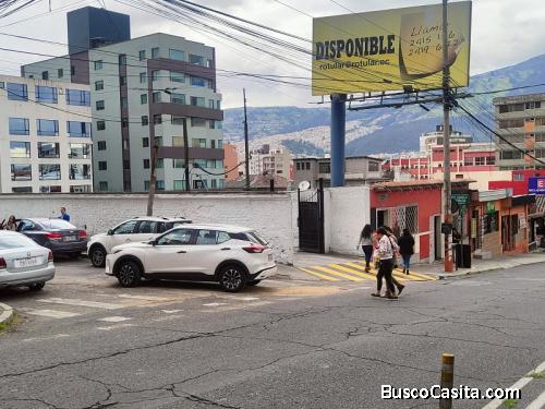 VENDO HERMOSO TERRENO ESQUINERO EN PLENA ZONA COMERCIAL DEL NORTE DE QUITO AV COLON