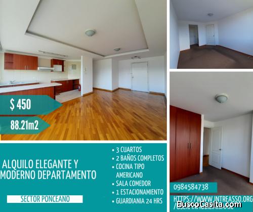 Alquilo Elegante y Moderno Departamento de 88.21m2