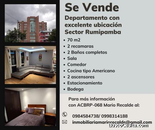 Se vende departamento con excelente ubicación de 70 m2 con excelente ubicación sector Rumipamba