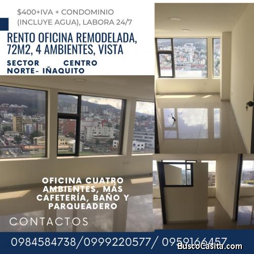 RENTO OFICINA 72M2 REMODELADA, 4 AMBIENTES, 247 INFORMACIÓN: 09845847380999220577095916645 