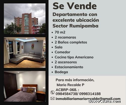 Se vende departamento con excelente ubicación de 70 m2 sector Rumipamba