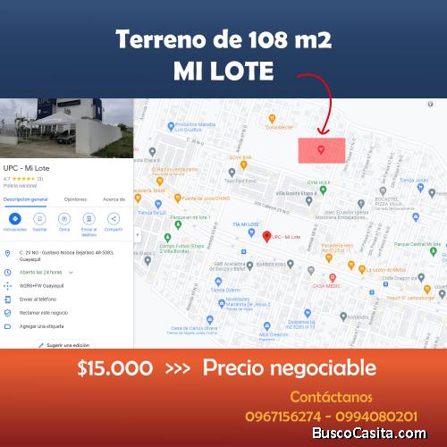 TERRENO MI LOTE EN GUAYAQUIL