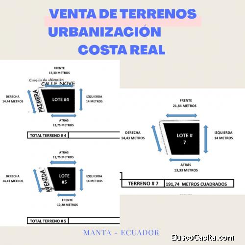 VENTA DE TERRENOS EN URBANIZACION COSTA REAL VIA MANTA - JARAMIJO