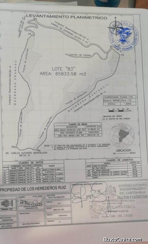 8,5 Hectareas en CARCHI