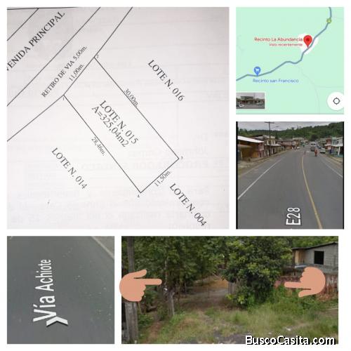 Vendo lote de terreno 325 m2 en San Antonio de la Abundancia, Puerto Quito