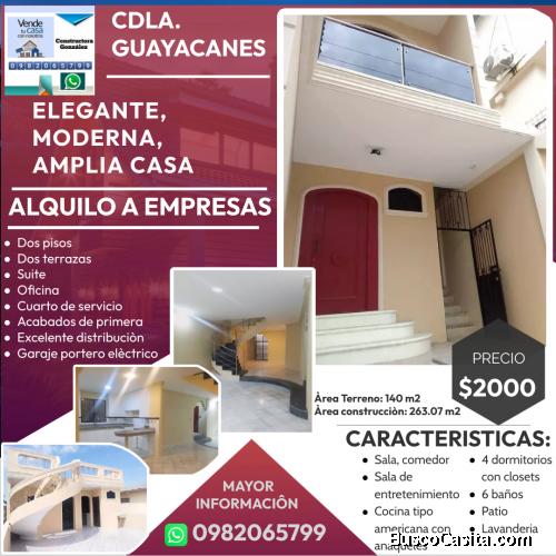 Alquilo hermosa casa de dos pisos en Guayacanes
