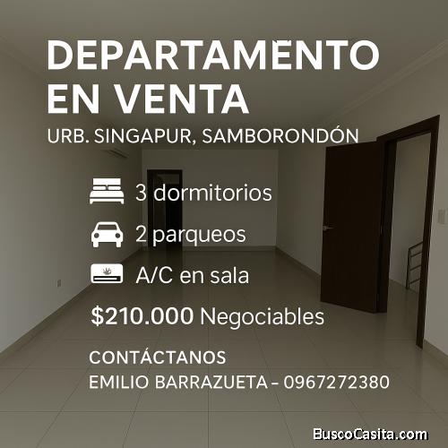 ¡Venta de oportunidad! Departamento de 3 dormitorios en Urb. Singapur, Samborondón – $210.000 Negoci