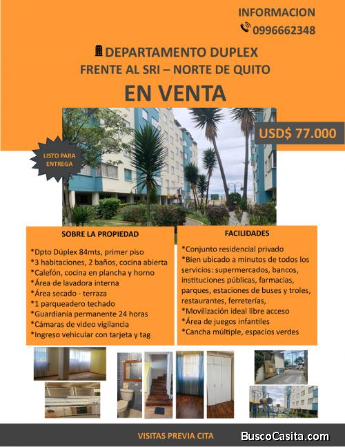 Duplex en Quito cerca supermaxi plz norte