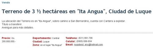 Terreno de 3 ½ hectáreas en 