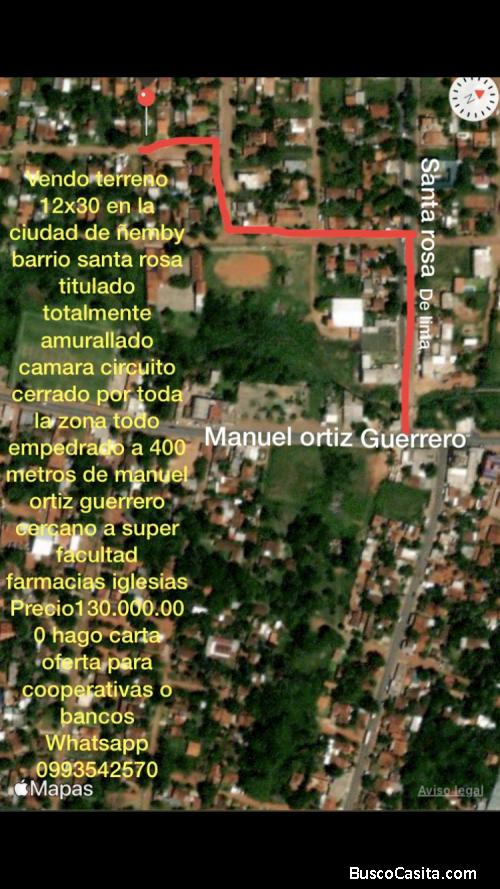 Vendo terreno en ñemby santa rosa 