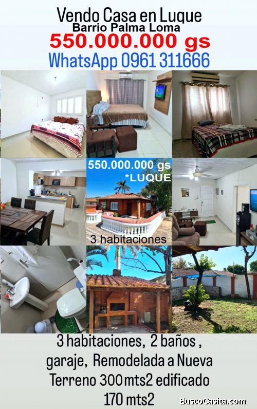 Vendo Hermosa CASA con 3 dormitorios en Luque , Barrio Palma Loma