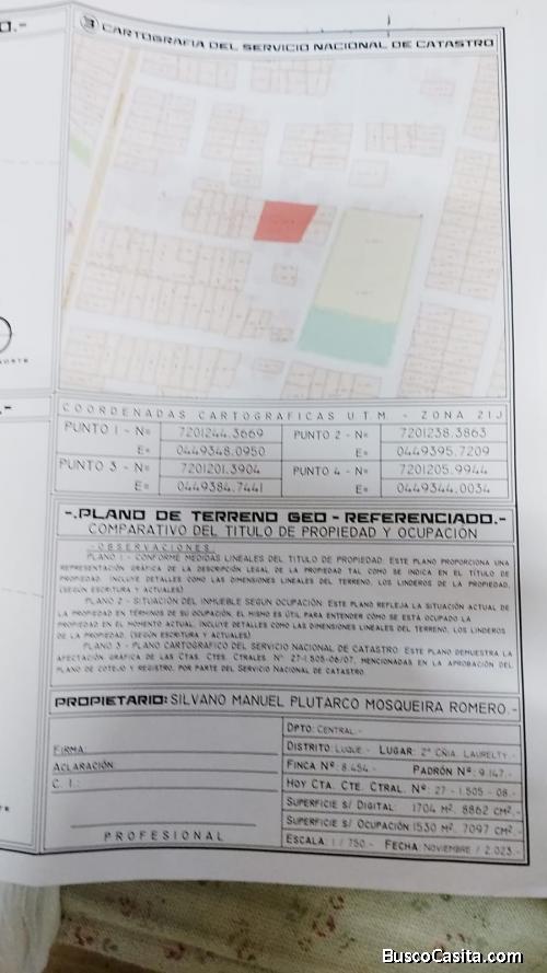 VENDO TERRENO FRACCION EN LUQUE