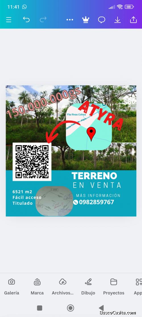 Vendo amplio terreno en Atyra