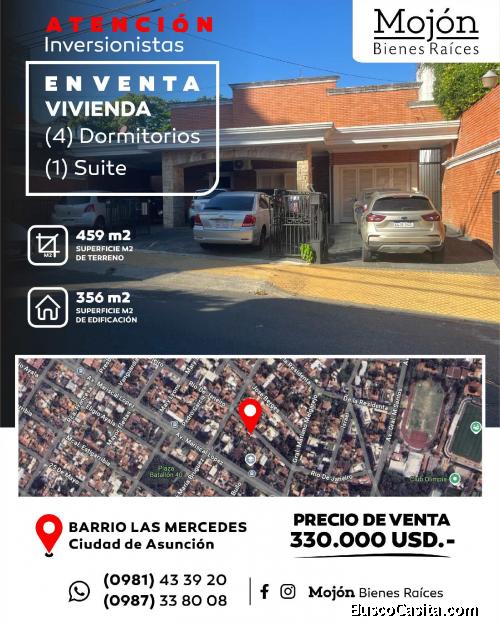 EN VENTA CASA EN EL BARRIO LAS MERCEDES DE LA CIUDAD DE ASUNCIÓN.-
