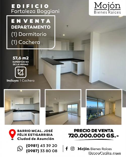 EN VENTA DEPARTAMENTO DE UN (1) DORMITORIO EN EL EDIFICIO FORTALEZA BOGGIANI ASUNCIÓN.- 