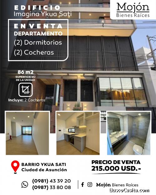 EN VENTA DEPARTAMENTO DE DOS (2) DORMITORIOS EN EL EDIFICIO IMAGINA YCUA SATI EN EL BARRIO YCUA SATI