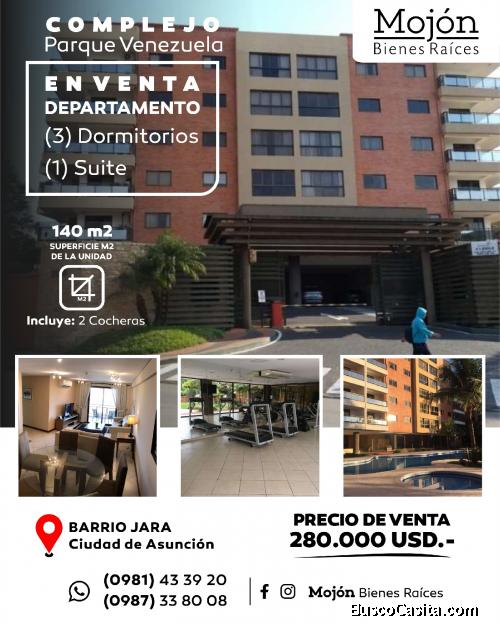 EN VENTA DEPARTAMENTO DE TRES (3) DORMITORIOS EN EL COMPLEJO PARQUE VENEZUELA EN EL BARRIO JARA.-