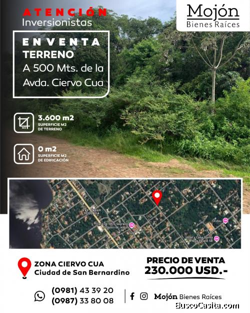 EN VENTA TERRENO SOBRE LA AVDA. CIERVO CUA EN LA CIUDAD DE SAN BERNARDINO.-