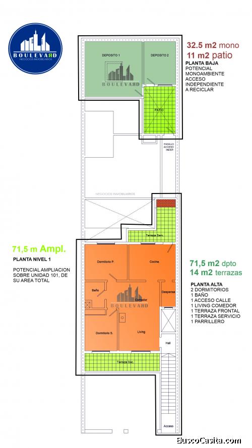 Oportunidad PH - Jacinto Vera - PA 71.5m2 +  PB 38.5m2 