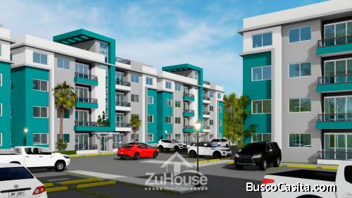 Apartamentos en venta en planos en Res. con piscina en Tamboril WPA77 A