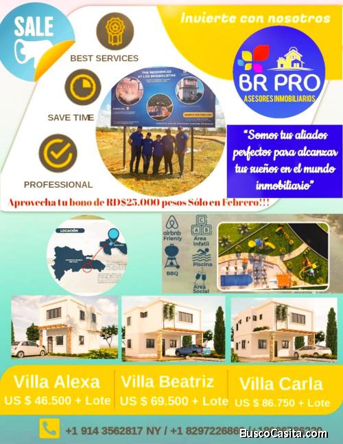 Venta de Solares y Villas Residence at Beisbolistas Boca Chica, Dominican Republic 