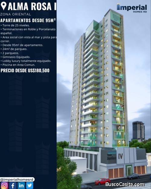 Lujosa Torre de 25 niveles en Alma Rosa I, con apartamentos de 2-3 habitaciones!
