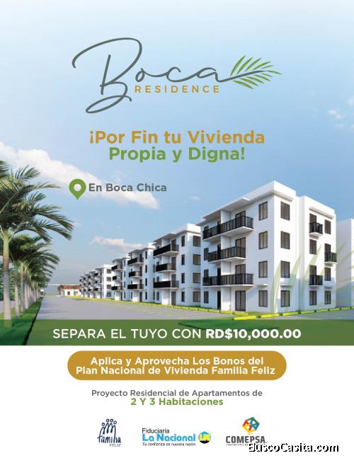 Proyecto Residencial Apartamentos BOCA RESIDENCE  Reserva con RD$ 10,000.00