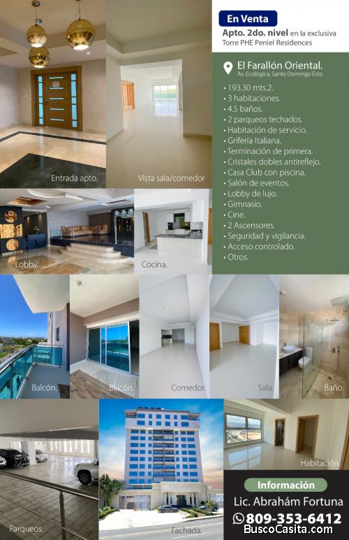 Vendo lujoso apto en exclusiva torre (Sto. Dgo. Este)