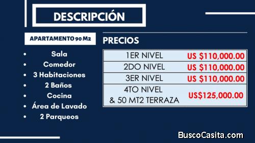 Residencial Adonai XXXIV Apartamentos de 3 Dormitorios, 2 Baños, 2 parqueos  Próximo a la Ave Repúbl