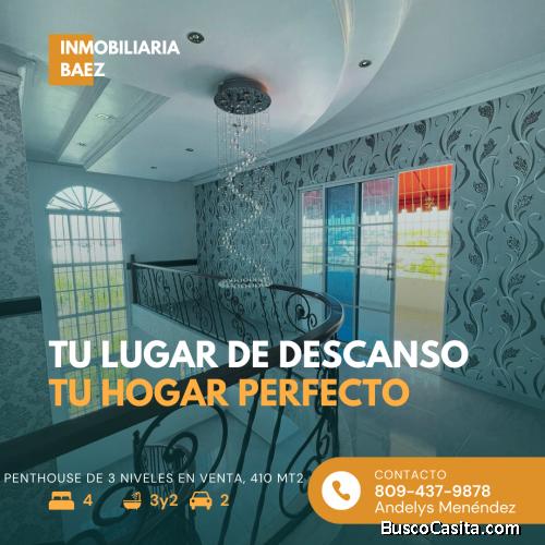 Exclusivo Penthouse de 3 niveles, 410m2 en el Residencial Los Italianos, Los Mameyes