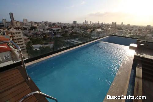 Alquilo apartamento amueblado de 1 habitación en el Ensanche Quisqueya.